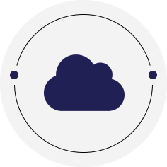 Blue cloud icon in a circle.